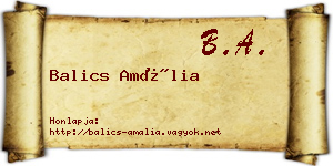 Balics Amália névjegykártya